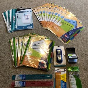 School/Office￼ Supplies￼ Lot Of Binder Folders, Pencils, Rollers, Pens & More.
